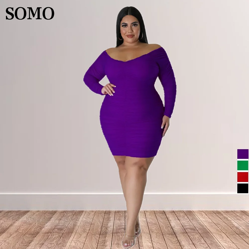 

SOMO 5xl Женская одежда, однотонное лоскутное Сетчатое мини-платье, Клубная одежда, сексуальное облегающее бедра, оптовая продажа, Прямая поставка