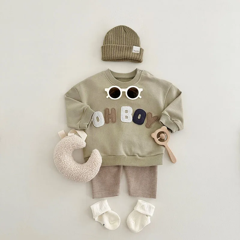 Baby Hoodies Set Letter Tracksuit Toddler Pullover Pants