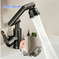 1080 ° ก๊อกน้ำอ่างล้างหน้าแบบหมุนได้ ก๊อกน้ำอ่างล้างหน้าแบบกลไก ก๊อกน้ำอเนกประสงค์สำหรับห้องน้ำและห้องครัว ก๊อกน้ำร้อนน้ำเย็น 1
