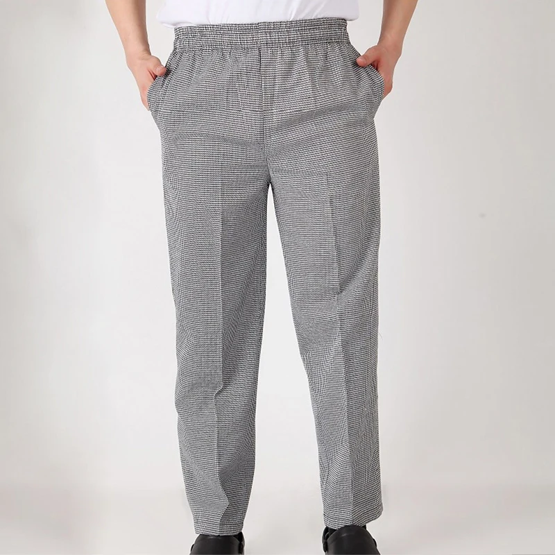 Restaurant Men's Chef Pants Catering Striped Kitchen Pants Hotel Women Waitress Summer Elastic Waist Bottoms Zebra
