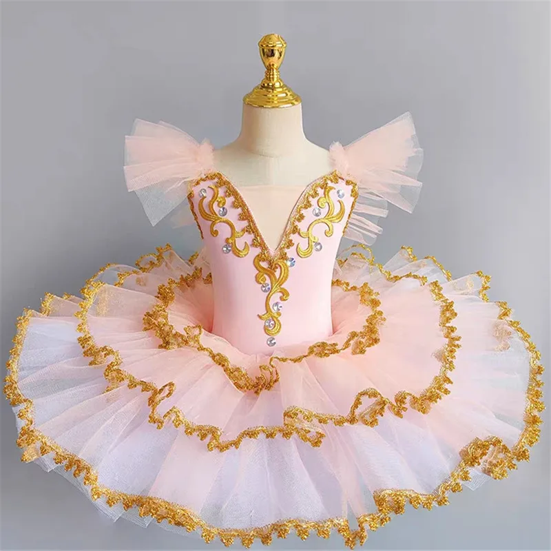 

New Ballerina Fairy Prom Party Costume Kids Blue Sequined Flower Dress Girls Dance Wear Gymnastic Ballet Leotard Tutu Dress