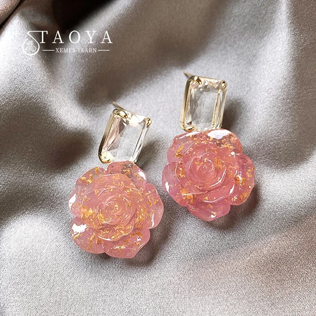 Pink Fashion Jewelry Earrings, New Flower Earring Women