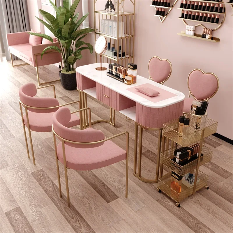 

Dressing Professional Nail Table Marble Tabletop Nordic Modern Manicure Table Storage Mesa De Manicure Salon Furniture KMNT
