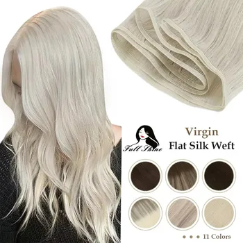 Trama di seta piatta vergine piena lucentezza cucire In fasci di capelli fasci di capelli umani dritti trama di capelli umani reali al 100% per donne per salone