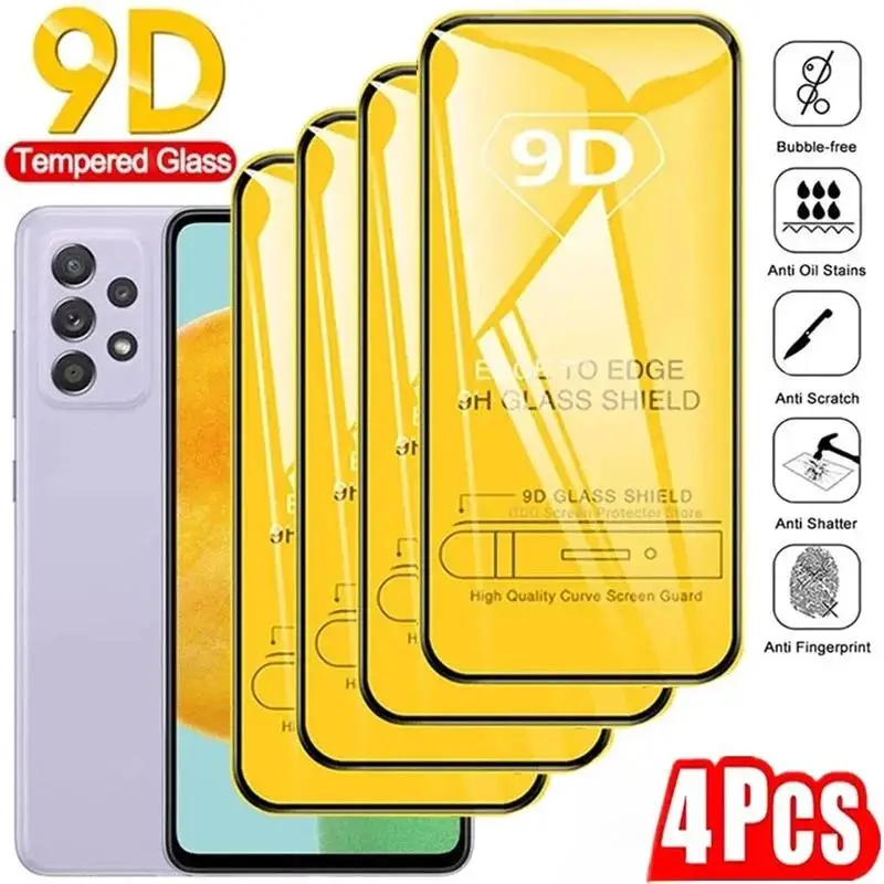 1-4Pcs 9D Screen Protector Für Samsung A55 5G A54 A53 A52 A51 A35 A34 A33 A32 a31 A25 A24 A14 A15 A13 A22 A06 A05 Gehärtetem Glas