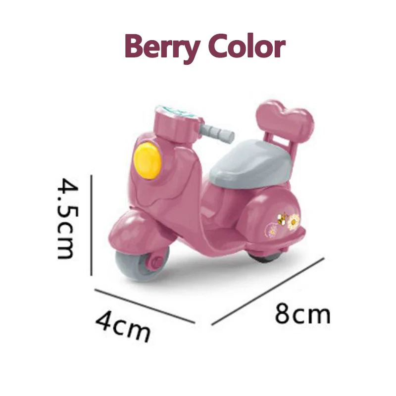 Berry Color Motorcycle 1/12 Cartoon Q Pull Back Car Forest Family Dollhouse Miniature Furniture Playhouse For Girl Toy Gifts 2
