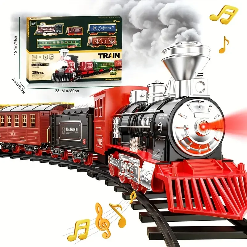 Train Set - Train Toys For Boys With Smokes, Lights And Sound, Toy Train With Steam Locomotive,Christmas Gifts for Kids 3-12 4