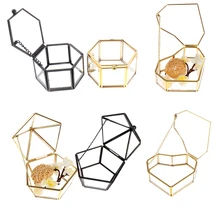 

1PC Geometrical Clear Glass Jewelry Box Jewelry Organize Holder Ring Box Necklace Bracelets Earrings Jewelry Storage Accessories
