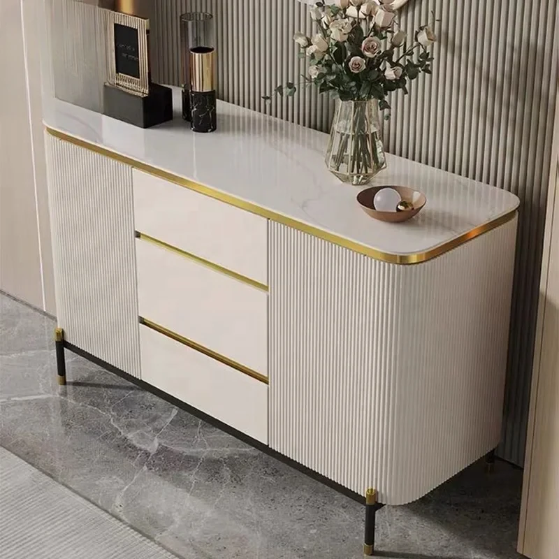 Luxury Popular Marble Stone Top Storage et Sideboard Living Room Cabinets Kitchens Household et Cabinet Home Furniture