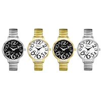 Lancardo Womens Ladies Large Numerals Big Dial Elderly Watch Stainless Steel Stretch Elastic Band Wristwatch Christmas Xmas Gift 2