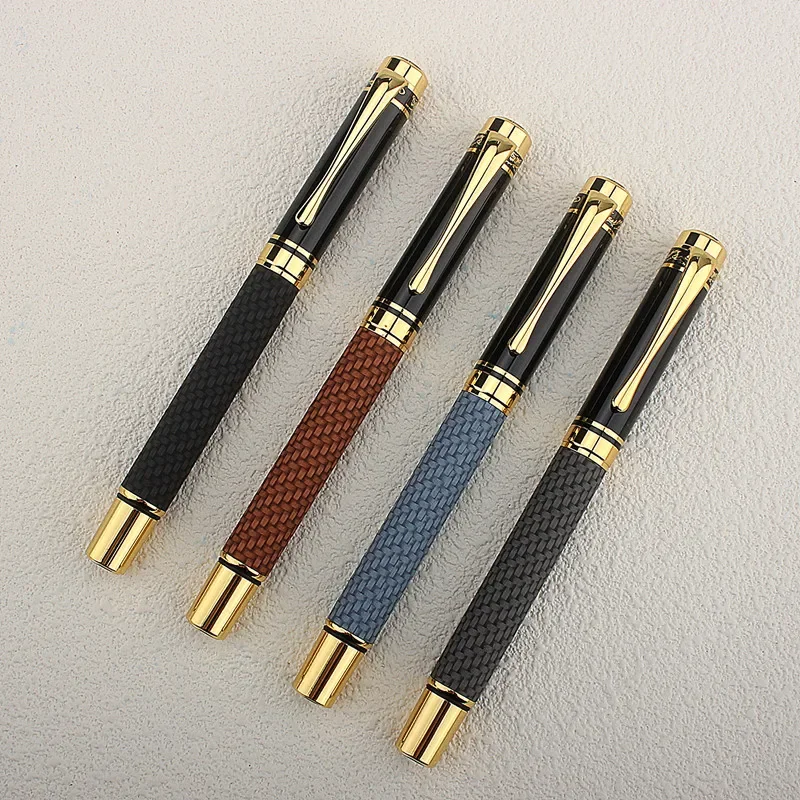 Luxury Quality Cloth Weave Metal Fountain Pen Financial Office Student Supplies School Stationery Ink Pens 6