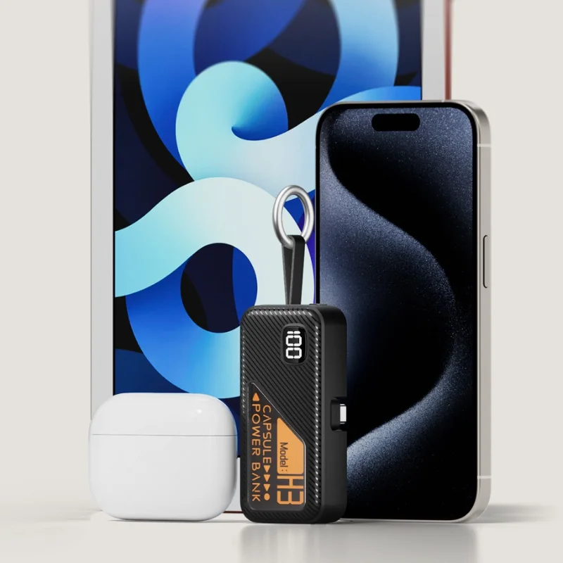 Portable Power Bank With Keychain Digital Display And Cable_voghion.com