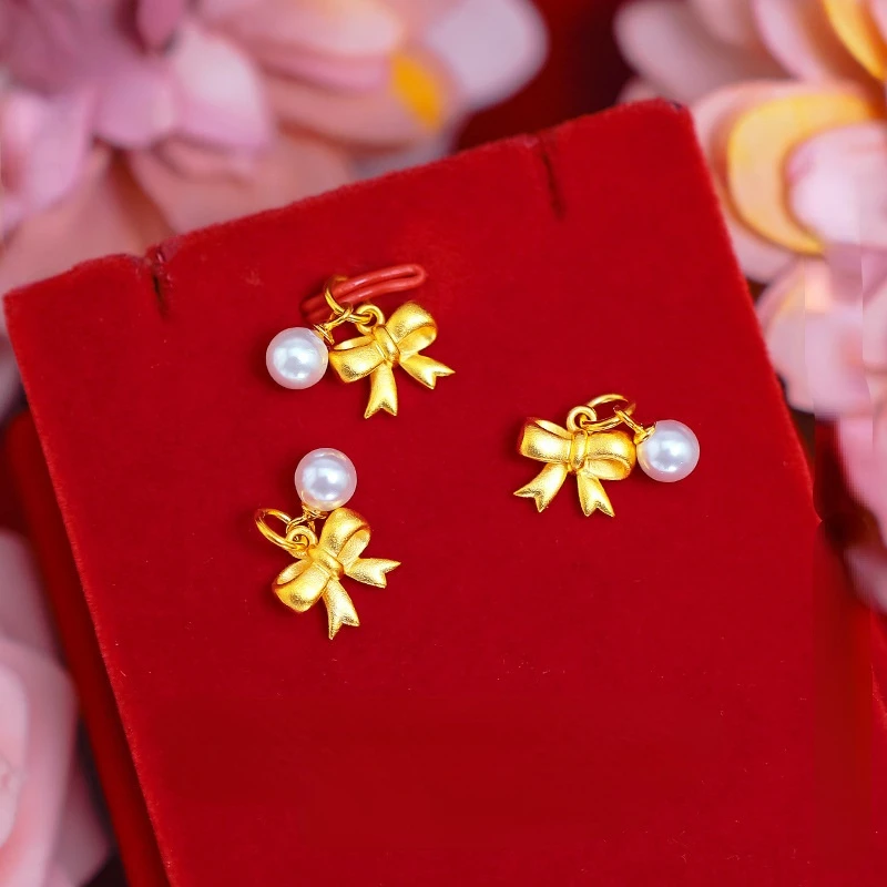 

Simple 24k Gold Plated Bow Pearl Accessories for women Fashion Small and Diverse Accessories Memorial Day High Jewelry Gifts