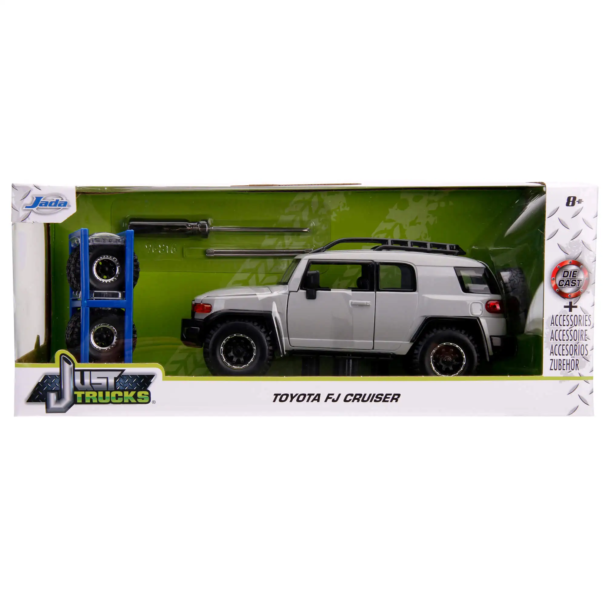 Jada Toys Just Trucks 1:24 Toyota FJ Cruiser with Rack Die-cast Car Gray for Kids and Adults |
