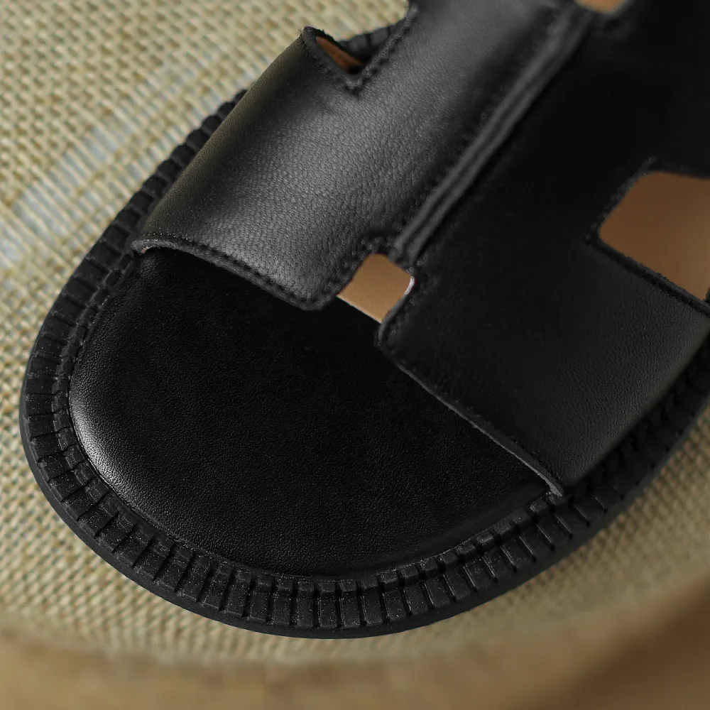 danxuefei big size 34-41 women's genuine leather slingback open toe sanndals OL style soft comfortable high quality summer shoes
