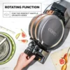 Double Rotating Belgian Waffle Maker, Keto Chaffles Iron with Nonstick PFOA Free Copper Plates for Easy Food Release, Browning C 6