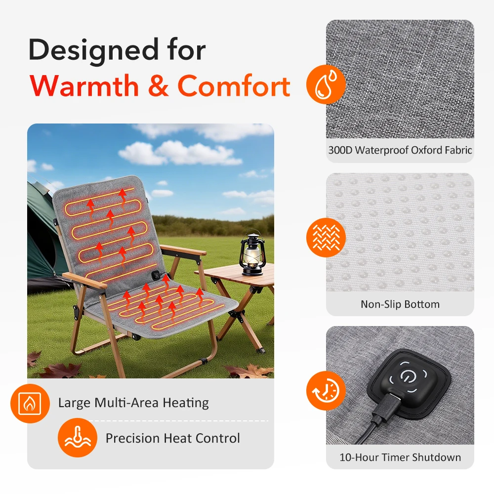 USB Heated Seat Pad Car Home Office Outdoor Camping Winter Warming Chair Cushion