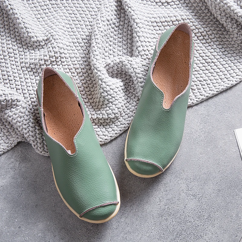 2022 Women Flats Ballet Shoes Woman Cut Out Leather Breathable Moccasins Women Boat Shoes Ballerina Ladies Casual Shoes