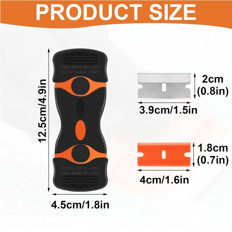 Window Scraper Tool Double Edged Non Scratch with Metal/Plastic Blades