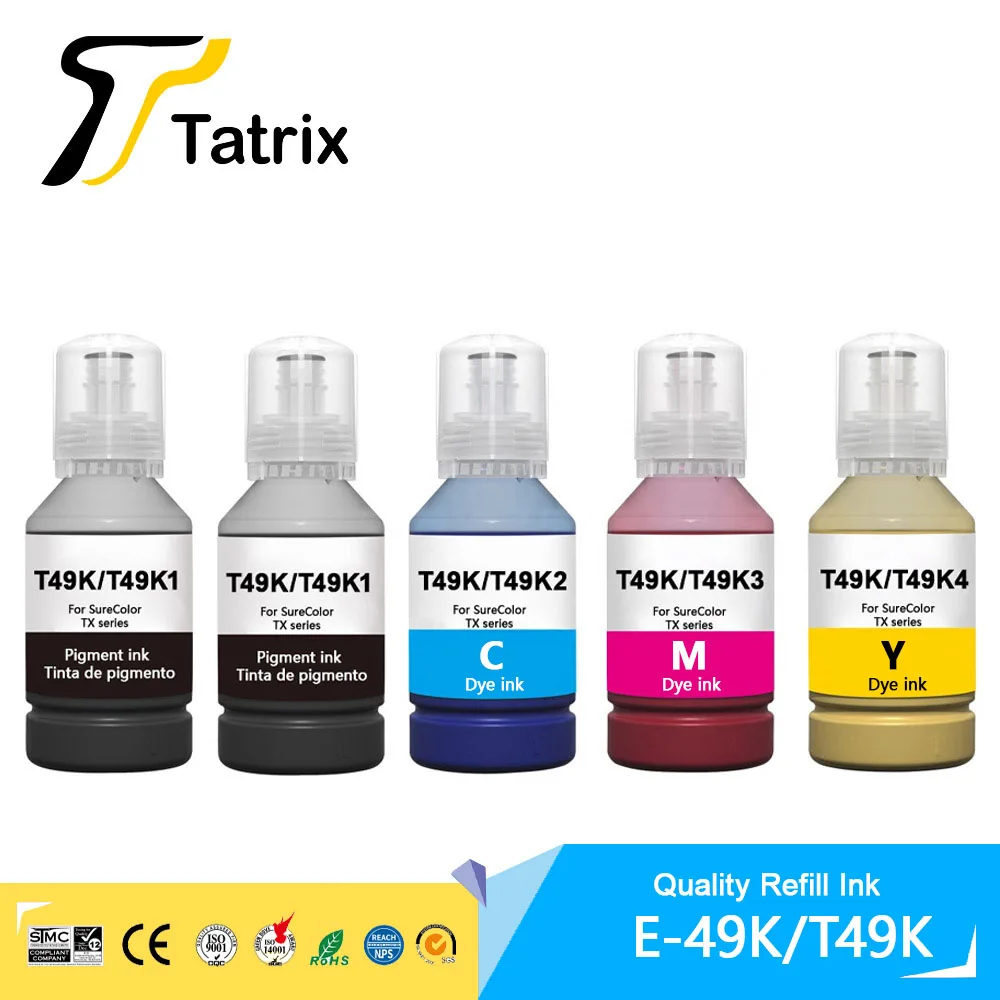 Tatrix T49K T49K1 T49K2 T49K3 T49K4 Premium Color Compatible Bulk Bottle Refill Ink for Epson Color SC-T3130X Printer