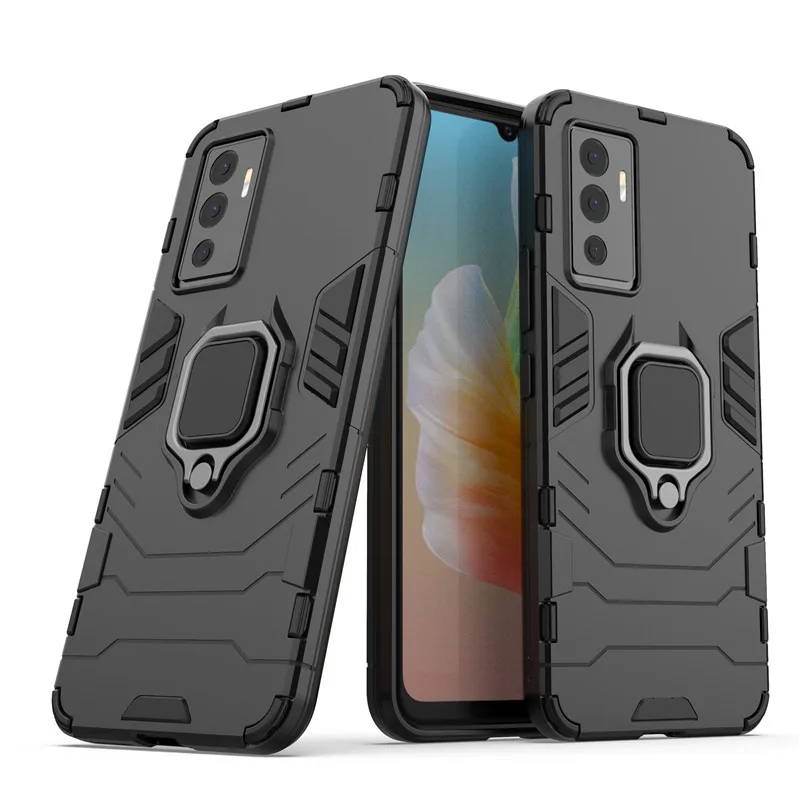 Für vivo S15 S15e S12 S10 S10e Pro Hybrid Hart PC + Weiche TPU Rüstung Surper Anti-Drop Fall Rotierenden Ring Ständer Halter Abdeckung_voghion.com