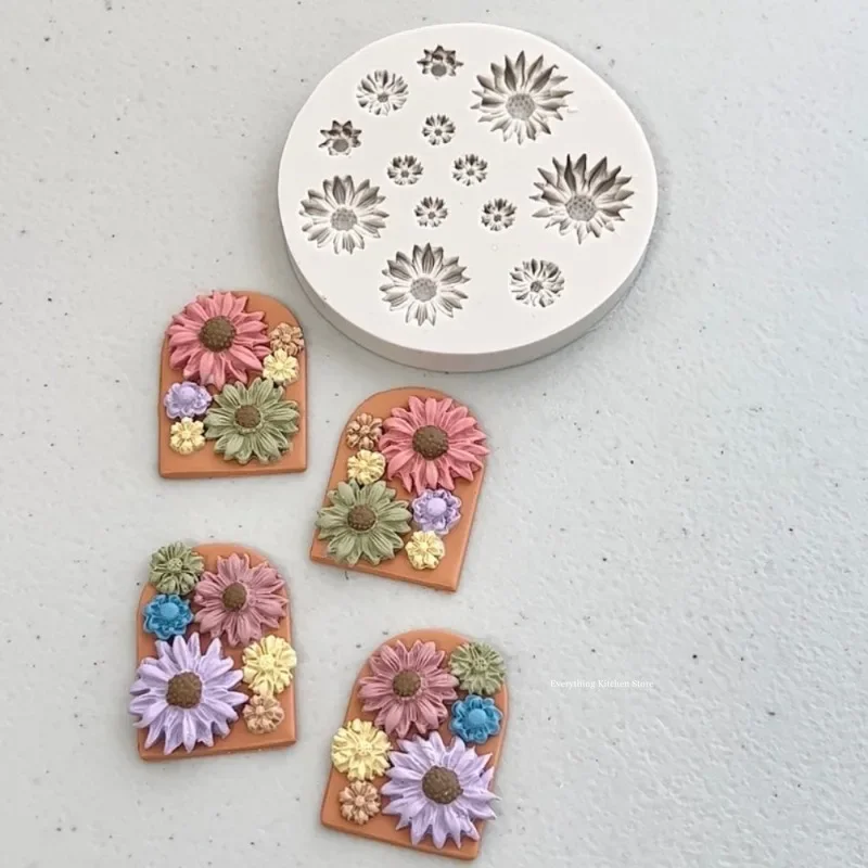 Flower Silicone Mold for Polymer Clay Earrings Bowknot Daisy Rose Snowflake DIY Earrings Silicone Mould Resin Fondant Mold silicone mold polymer clay cutter