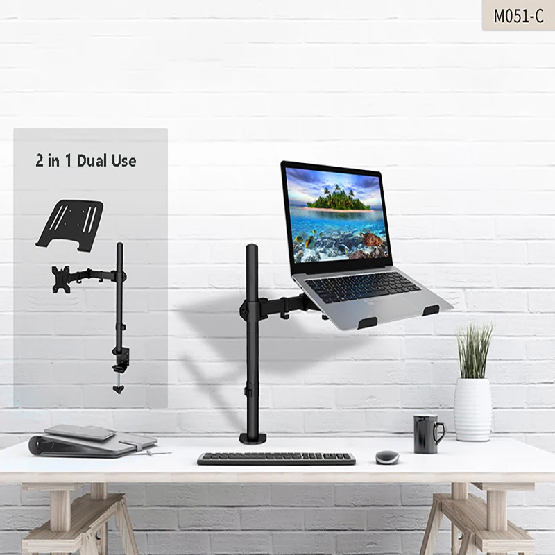 Monitor Desk Mount Ajustar Totalmente Stand com Bandeja Extra Laptop em Notebook até 17 Polegadas e Tela de até 32 Polegadas M051c - Imagem 4