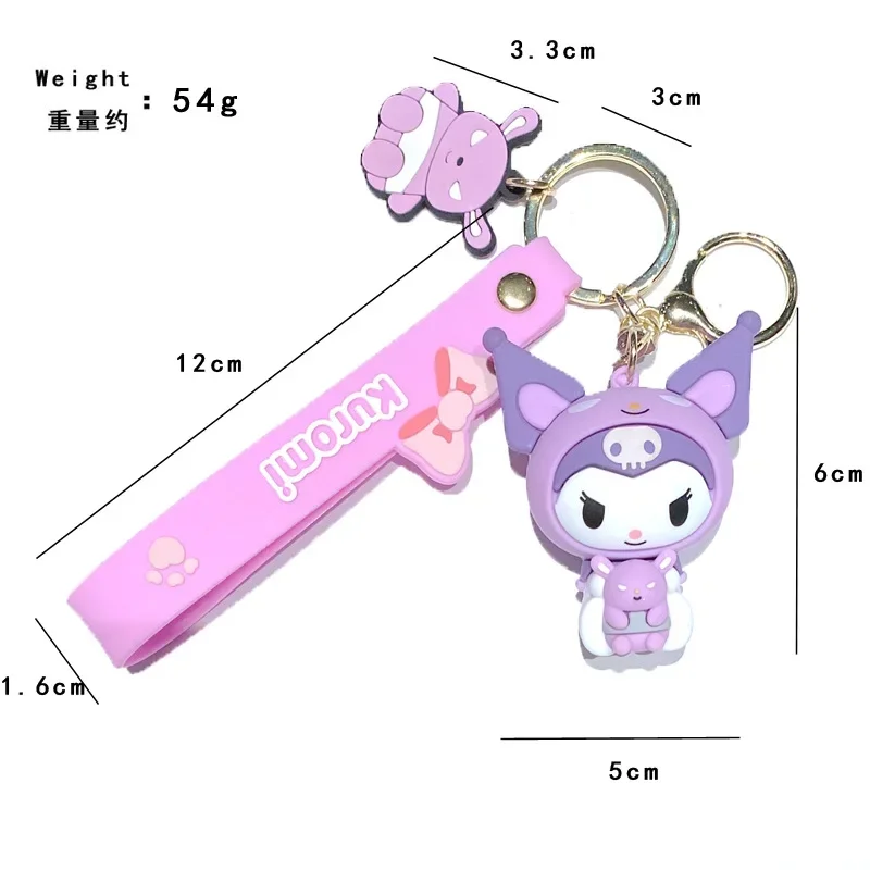 Kawaii Sanrio Keychain Anime Figure Hello Kitty  My Melody Kuromi Cinnamoroll Cute Cartoon Animal Car Key Pendant  Decor Gifts