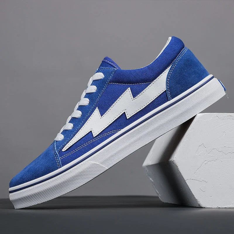 

Hot Men's Vulcanized Shoes Classic Lightning Skateboard Shoes Fashion Boys Blue Vulcanized Shoe Street Skateboarding Sneakers