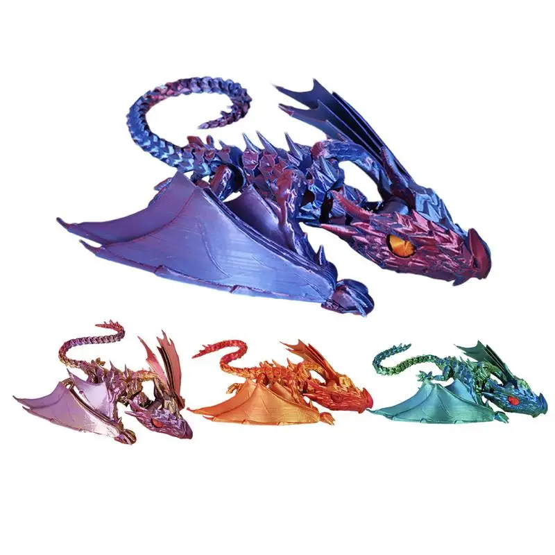 

3D Printed Articulated Dragon Winged Dragon Articulated Winged Dragon Crystal Dragon Fidget Toy Mythical Pieces Articulated