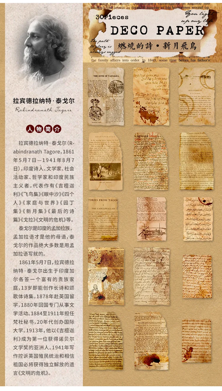 JIANQI Vintage Literatur und Kunst Scrapbook Scrapbook Material Papier Vintage Fotoalbum Nachrichten Tagebuch Brief Ästhetische Dekoration – Detail 7