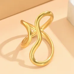 Silver Stainless Steel Punk Geometric Chain Open Ring (05)