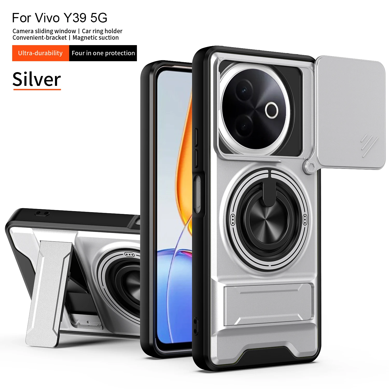 Armored Hard Shell Phone Case with 360° Rotating Magnetic Ring Holder