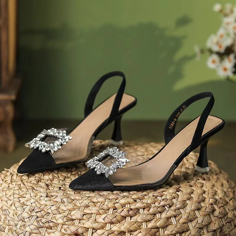 2024 Luxury Rhinestone Designer Women Sandals Summer Fashion Elegant Ladies Outdoor Leisure Women High Heel Crystal Sandals