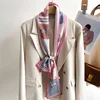 2024 Luxury Design Print Skinny Ribbon Silk Scarf for Women Neckerchief Hairband Foulard Female Soft Satin Hands Bag Neck Ties 5