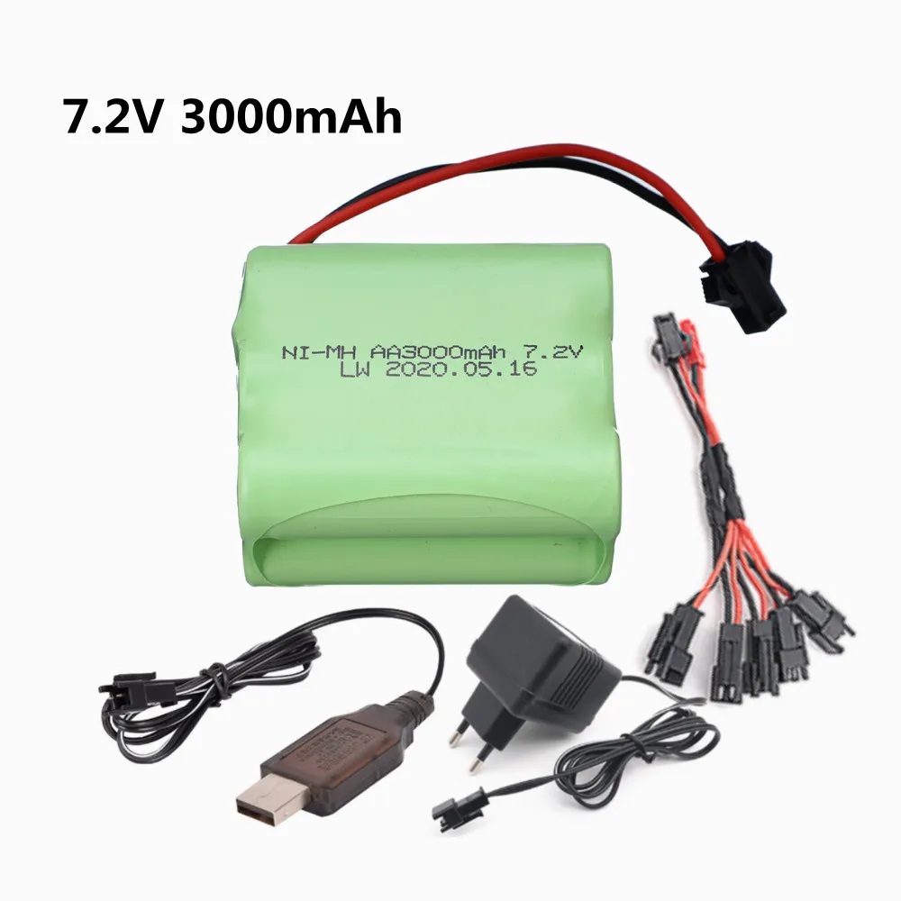 Batteria Nimh 7.2 V 3000Mah Caricabatterie 7.2 V Per Giocattoli Rc Serbatoi Auto Treni Robot Barca Pistola Ni-Mh Aa 7.2 V Batteria Ricaricabile Spina 