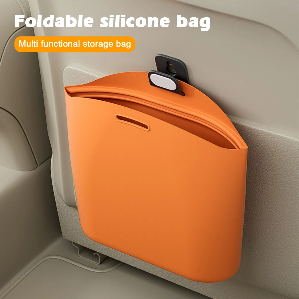 Car Trash Can Silicone Car Trash Can Hanging Waste Bin for Vehicle Storage and Garbage Collection Space Saving Organizers Foldable Waste Bin
