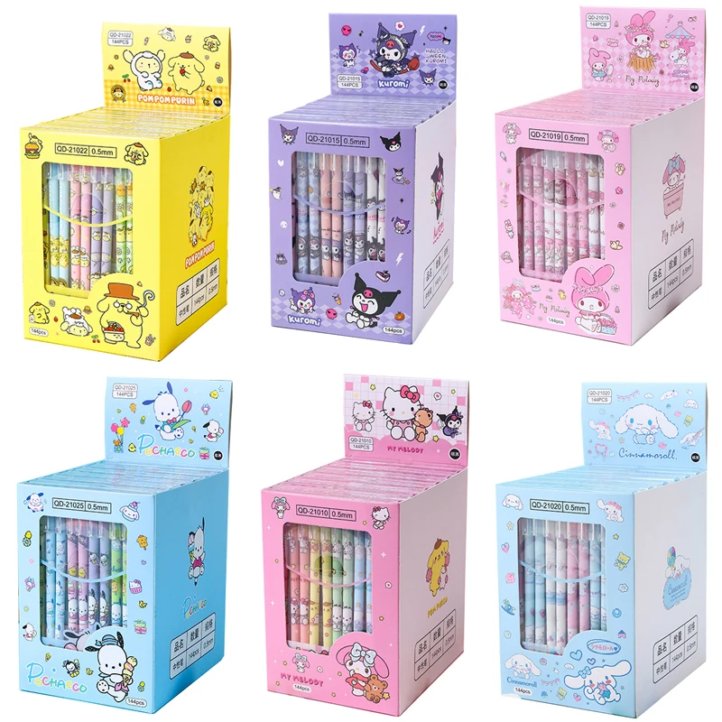 

12pcs Sanrio Cartoon Stationery Set Hello Kitty Melody Kuromi Cinnamoroll Anime Figures Neutral Pen Kids Learning Supplies Gifts