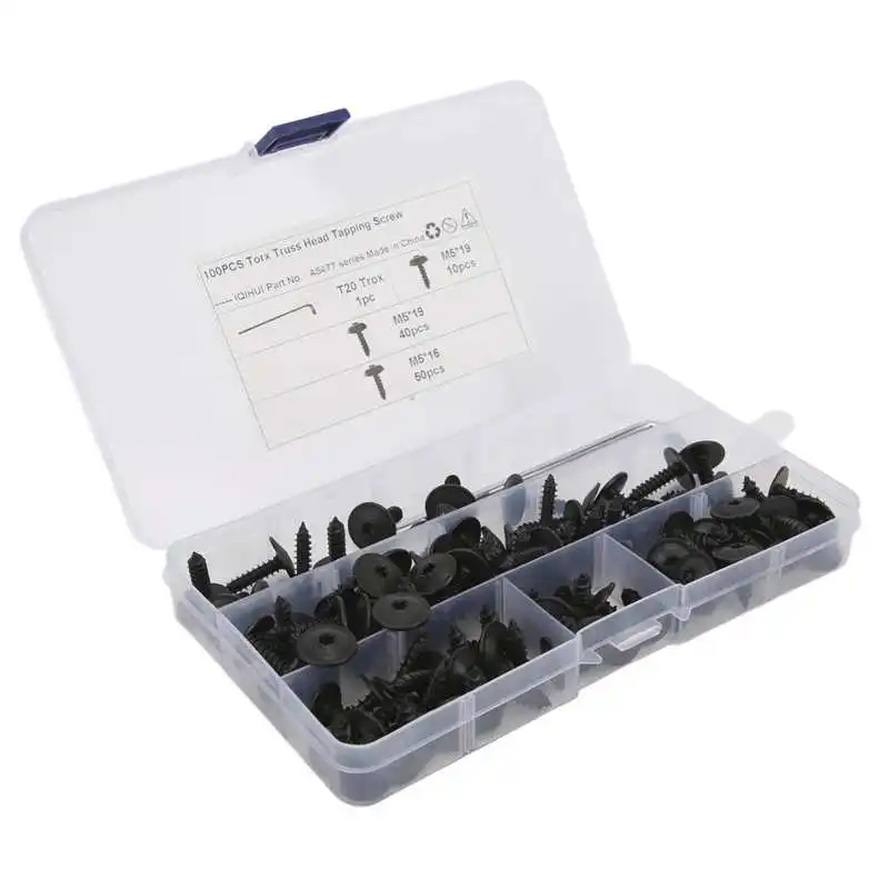 100pcsCarMudguardM5x1619mmScrewsSetSelfTappingScrewsManganese