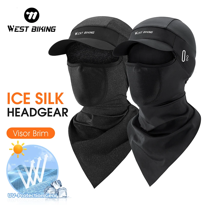 WEST BIKING Cycling Caps With Sun Brims Spring Summer Sports Balaclava Long Scarf/Short Mask Quick Dry UV-Protection Equipment