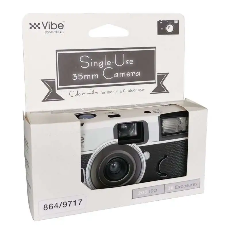 VIBE 레트로 필름 카메라, 일회용 카메라, 플래시 사진 카메라, 32mm 렌즈, 클래식 블랙 레트로 레드, 36 매, 신제품