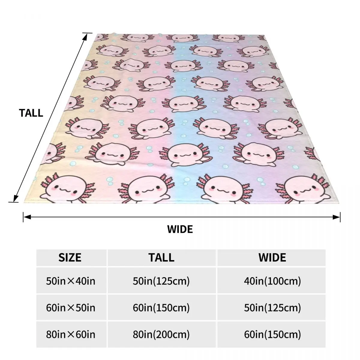 Cute Axolotl Fleece Throw Blankets Salamander Animal Blanket for Sofa Office Soft Plush Thin Quilt