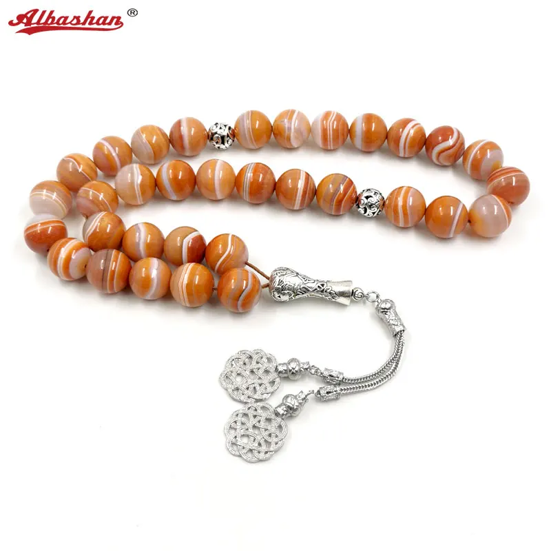 

Luxurious Tasbih men Big size natural agates stone muslim prayer beads islamic rosary product Adha Eid gift misbaha bracelet