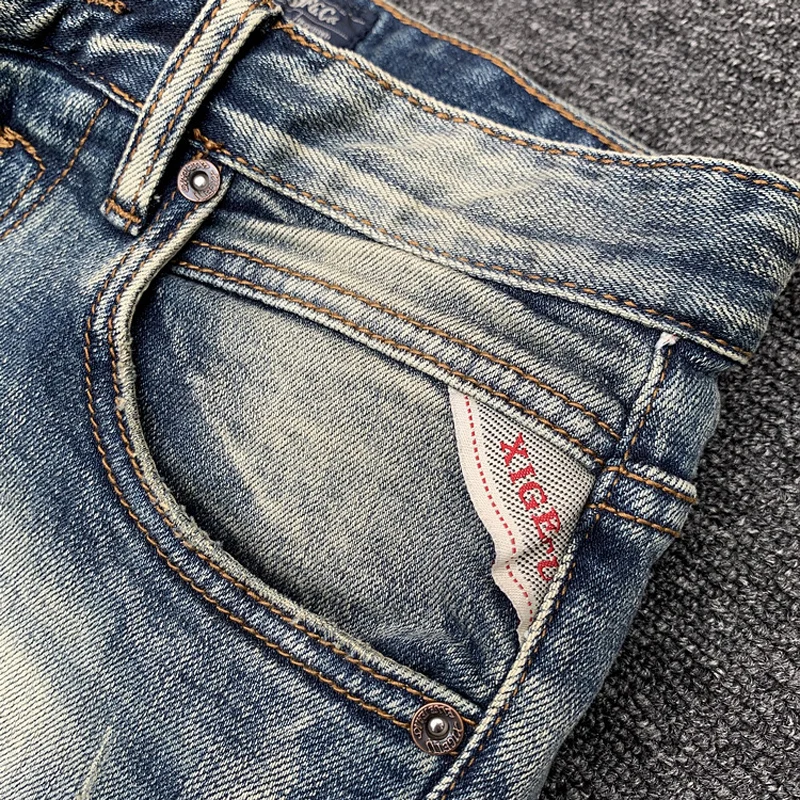Fashion Designer Men Jeans High Quality Retro Washed Elastic Stretch Slim Fit Ripped Jeans Men Vintage Casual Denim Pants Hombre 3
