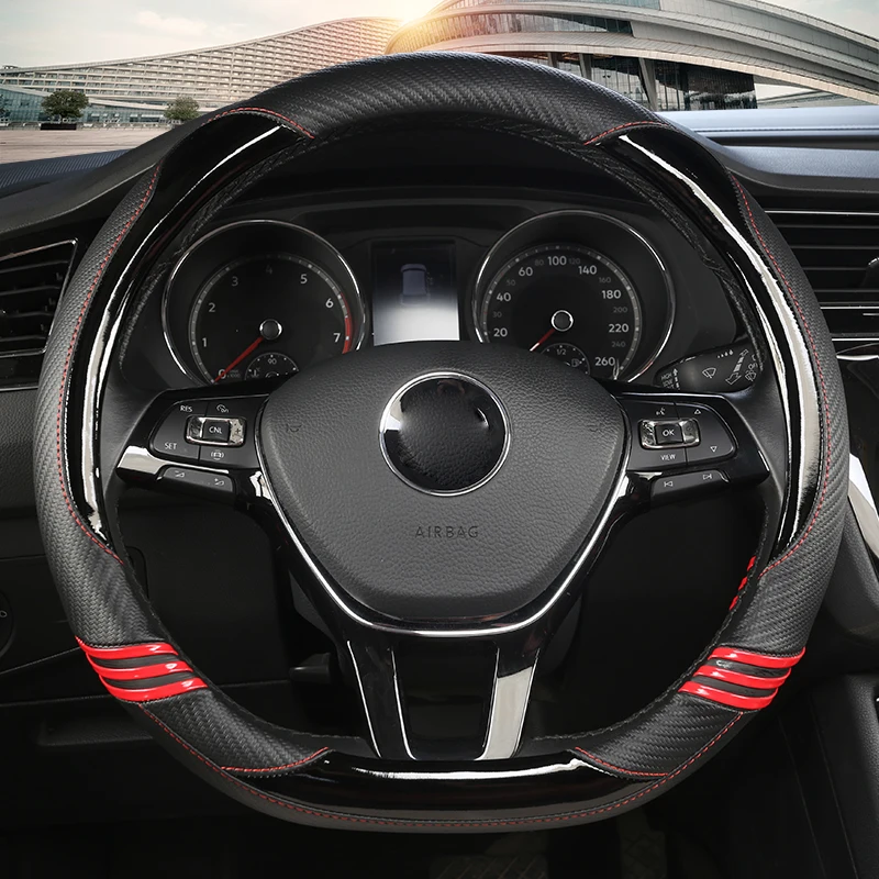 D Type Car Steering Wheel Cover For Teramont T-Roc T-Cross 2017-2021 Touareg Iii 2018-2021 Scirocco 2008-2017 Sharan 2015-2021
