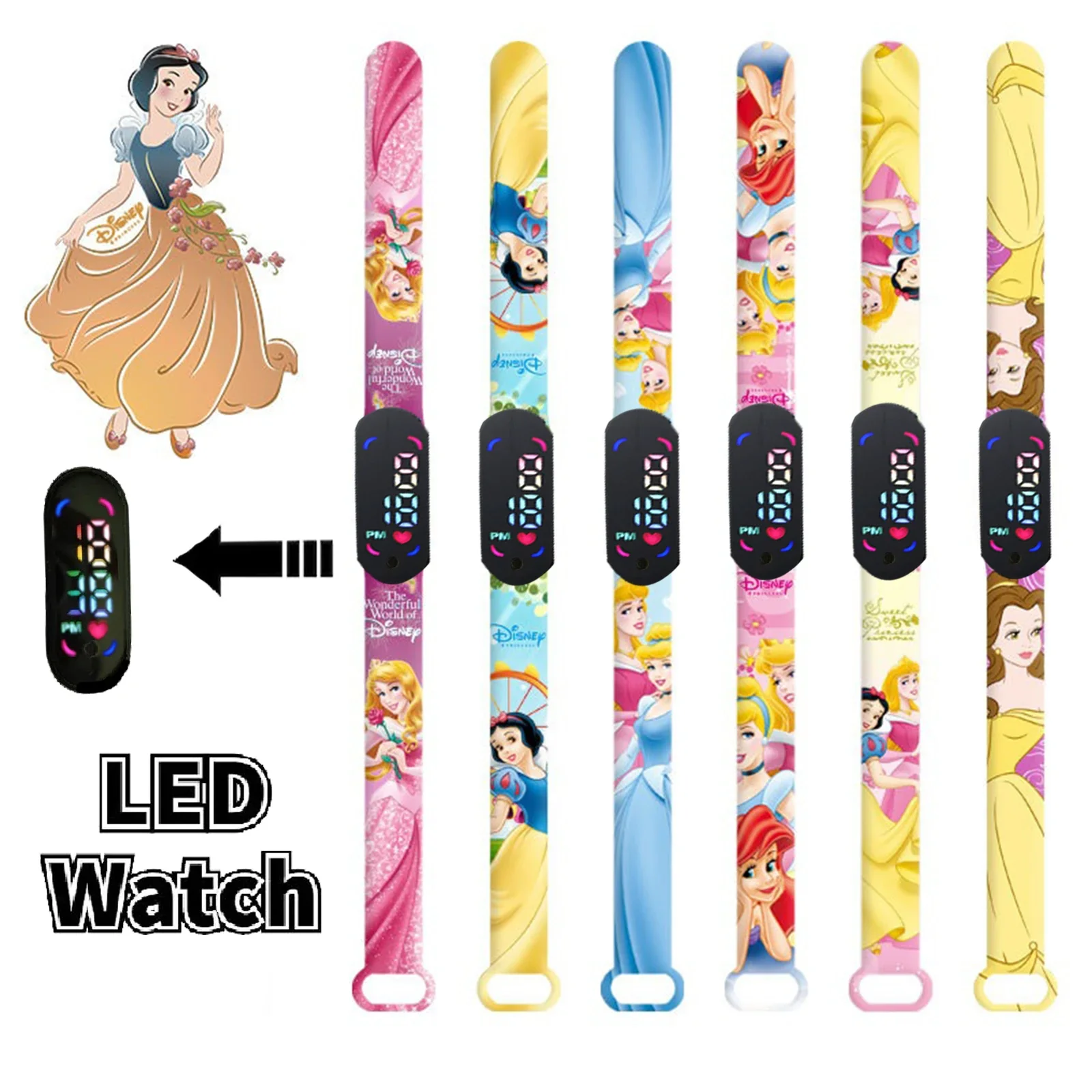 Disney Princess Frozen Figure Elsa Orologi Digitali Per Bambini Cartoon Led Touch Waterproof Electronic Kids Watch Regali Di Compleanno Giocattoli