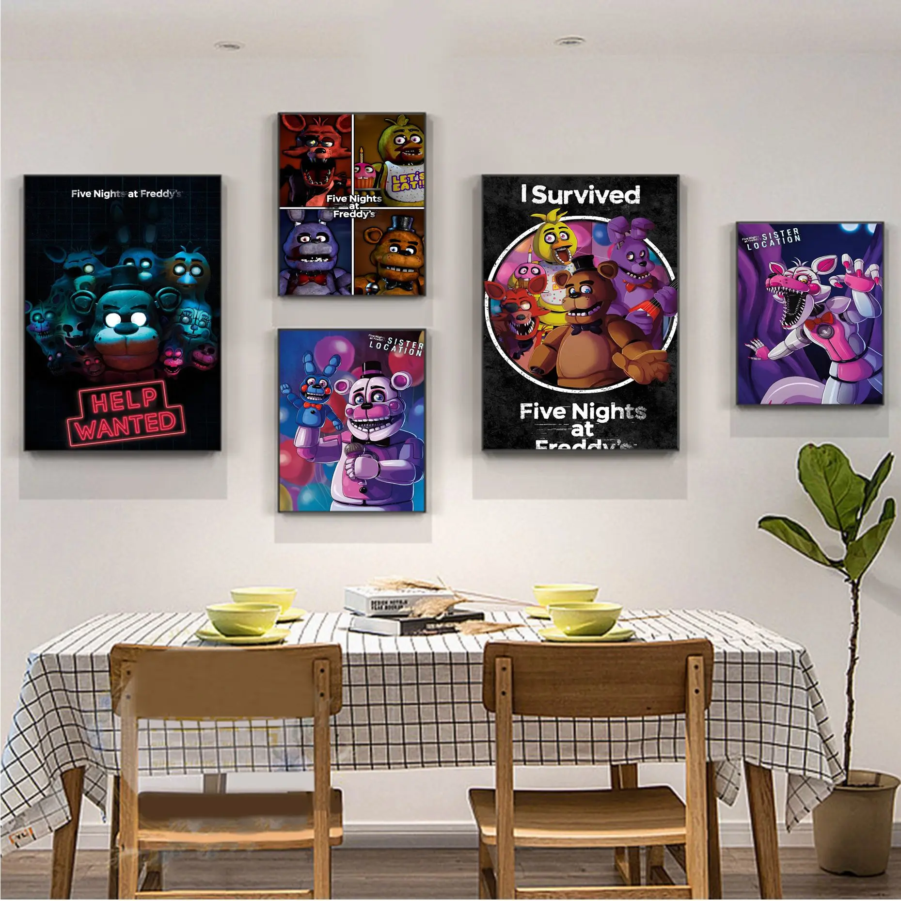 FNAF Window Stained Glass Inspired A3 Print Poster Five 