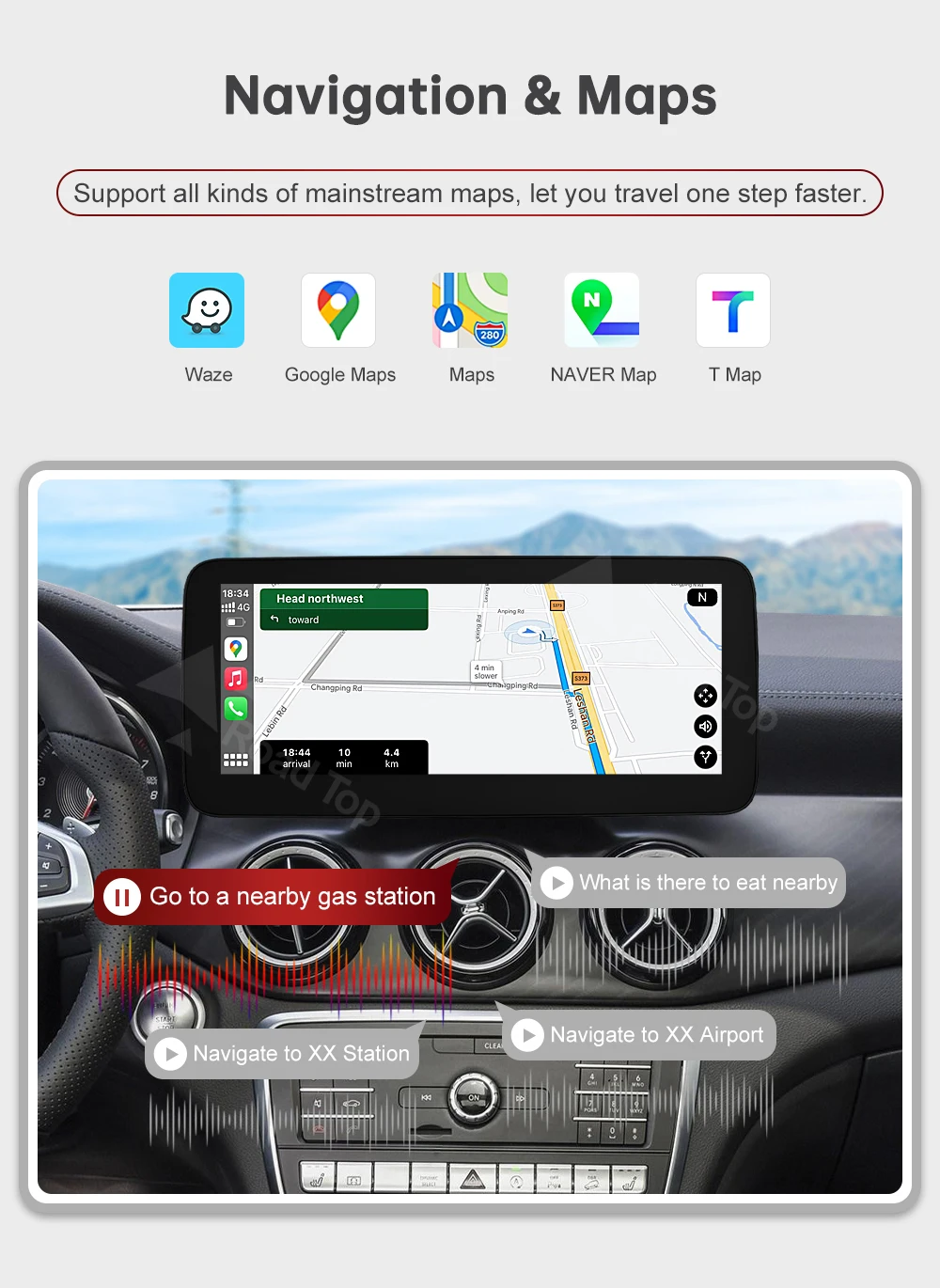 Kabelloses CarPlay Android Auto Multimedia-Radio-Display für Mercedes-Benz A B CLA GLA Klasse W176 W246 2016-2018 NTG5.0 – Detail 12