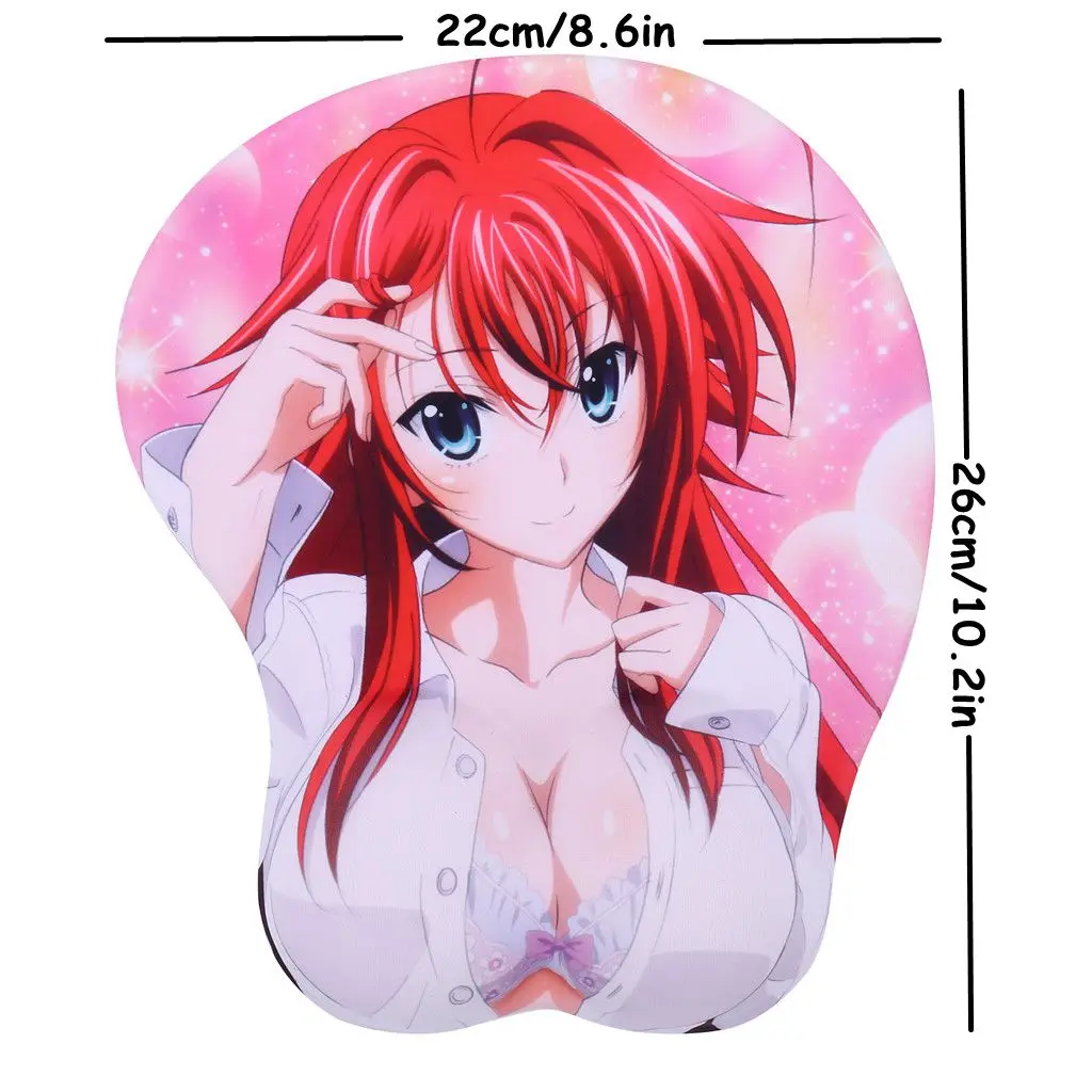 Highschool Rias Anime Sexy Girl 3D Boobs Gaming Mouse pads with Silicone Gel Wrist Rest