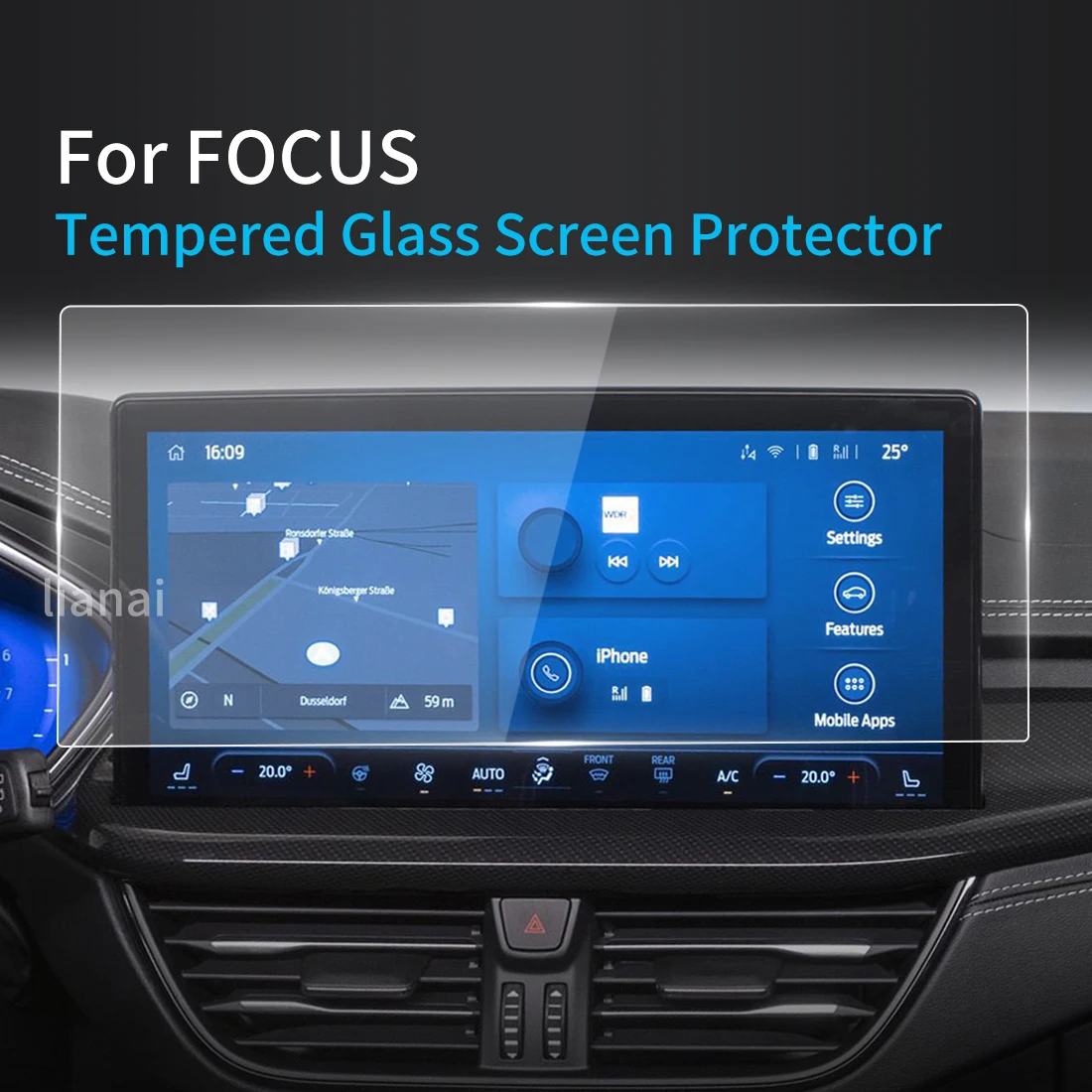 

Автомобильные наклейки Carplay для Ford Focus 2022 2023, защита экрана, закаленное стекло, защитная пленка, автомобильные внешние аксессуары